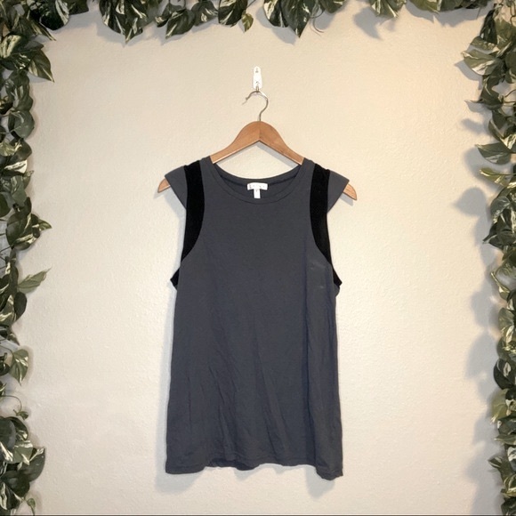 Leith Tops - LEITH Casual Thick Sleeve Tank Top Grey/Black